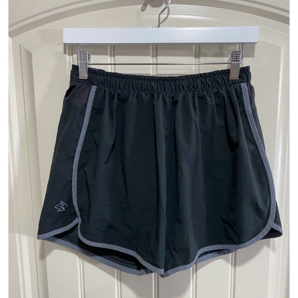 Rabbit Brand Womens Medium Black Lined Running Shorts Drawstring 26x5
